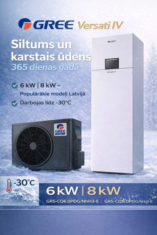 Gaiss ūdens siltumsūknis Gree Versati IV DUO 8,3/8,4 kW